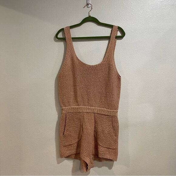 Free People Peach Declan Sleeveless Sweater Romper Sz M NWOT - Picture 2 of 14